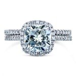 Kobelli Moissanite Halo Bridal Ring Set 14k White Gold