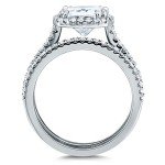 Kobelli Moissanite Halo Bridal Ring Set 14k White Gold