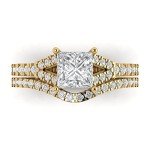 Princess Cut Clear Diamond Engagement Ring Set
