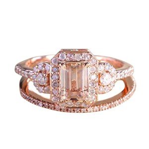 Stunning 1.50ct Morganite & Diamond Ring Set