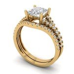 Princess Cut Clear Diamond Engagement Ring Set