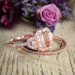 Stunning 1.50ct Morganite & Diamond Ring Set