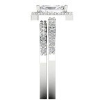 Emerald Cut Zircon Halo Engagement Ring Set