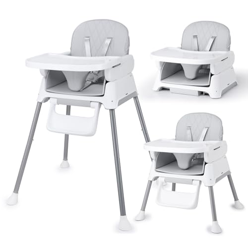 3-in-1 Convertible Baby High Chair - Red/Dark Gray