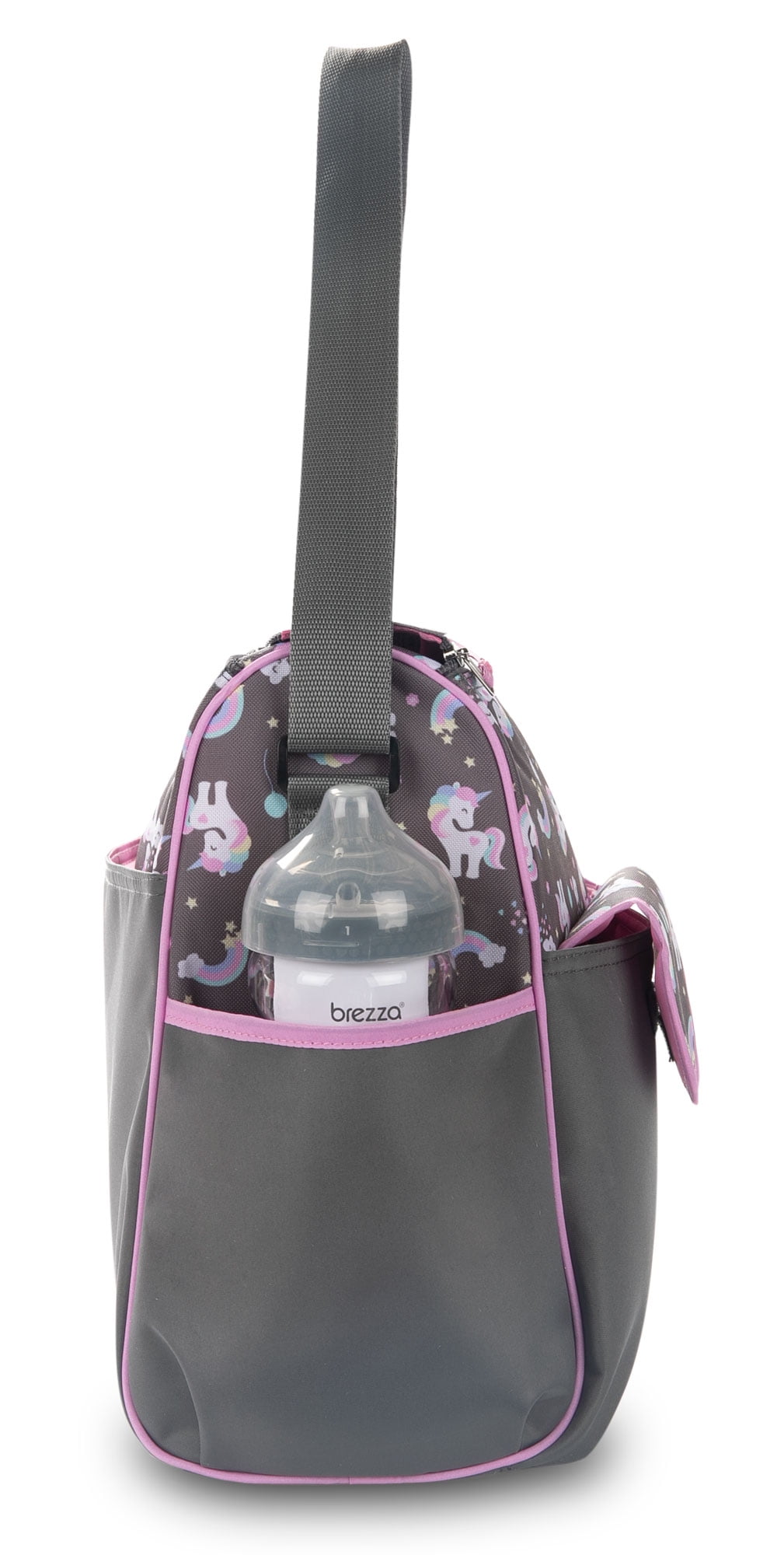 Happy Unicorn Gray Duffle Diaper Bag for Babies
