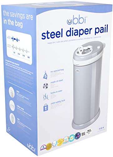 Ubbi Steel Odor-Locking Modern Diaper Pail, Gray
