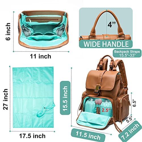 Stylish Leather Diaper Bag Backpack with Pockets