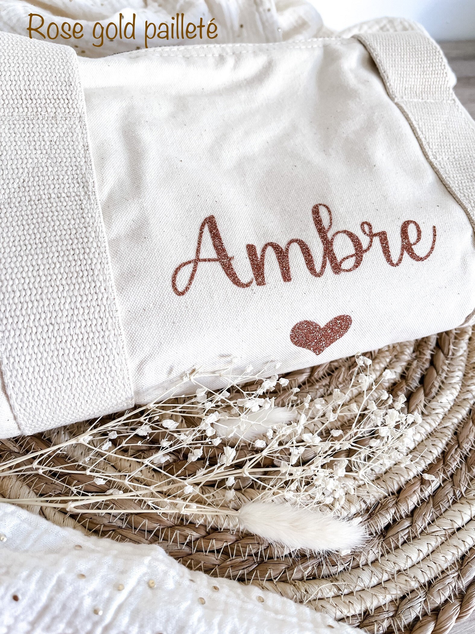 Organic Cotton Personalized Ecru Baby Duffel Bag