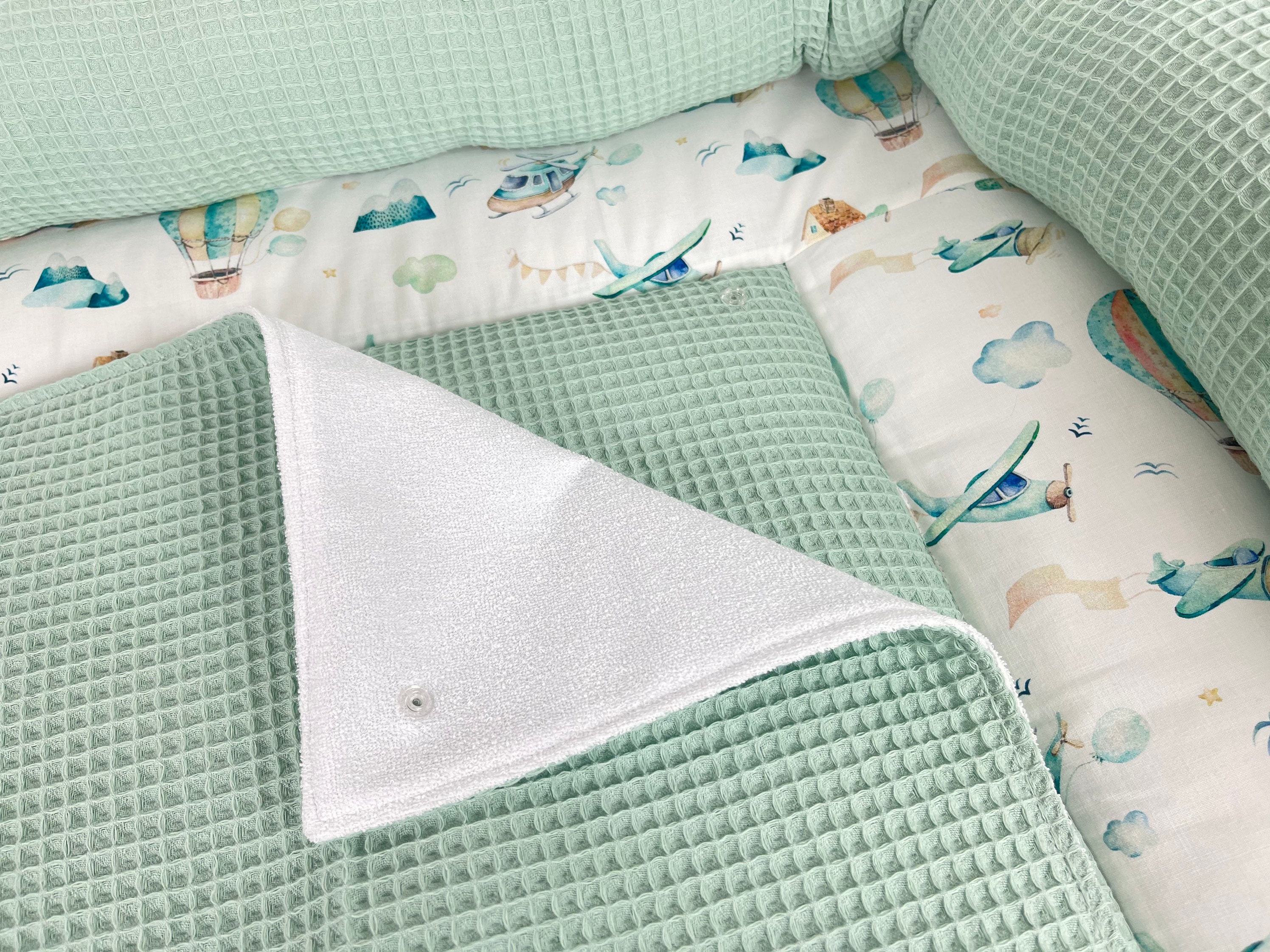 Custom Mint Waffle Piqué Changing Mat for Kids