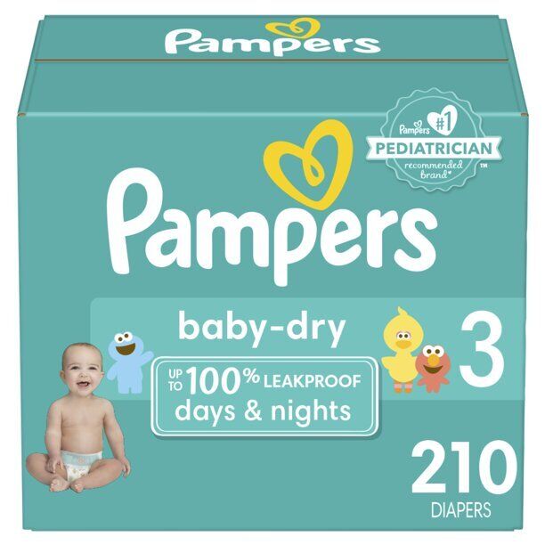 Pampers Baby Dry Diapers Size 3, 210 Pack