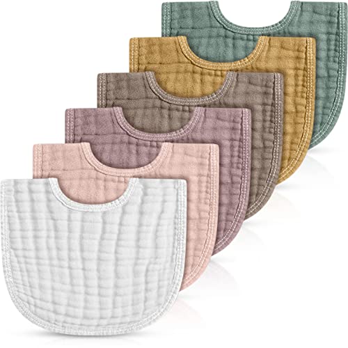 Stylish 6-Pack Muslin Baby Bibs and Bandanas