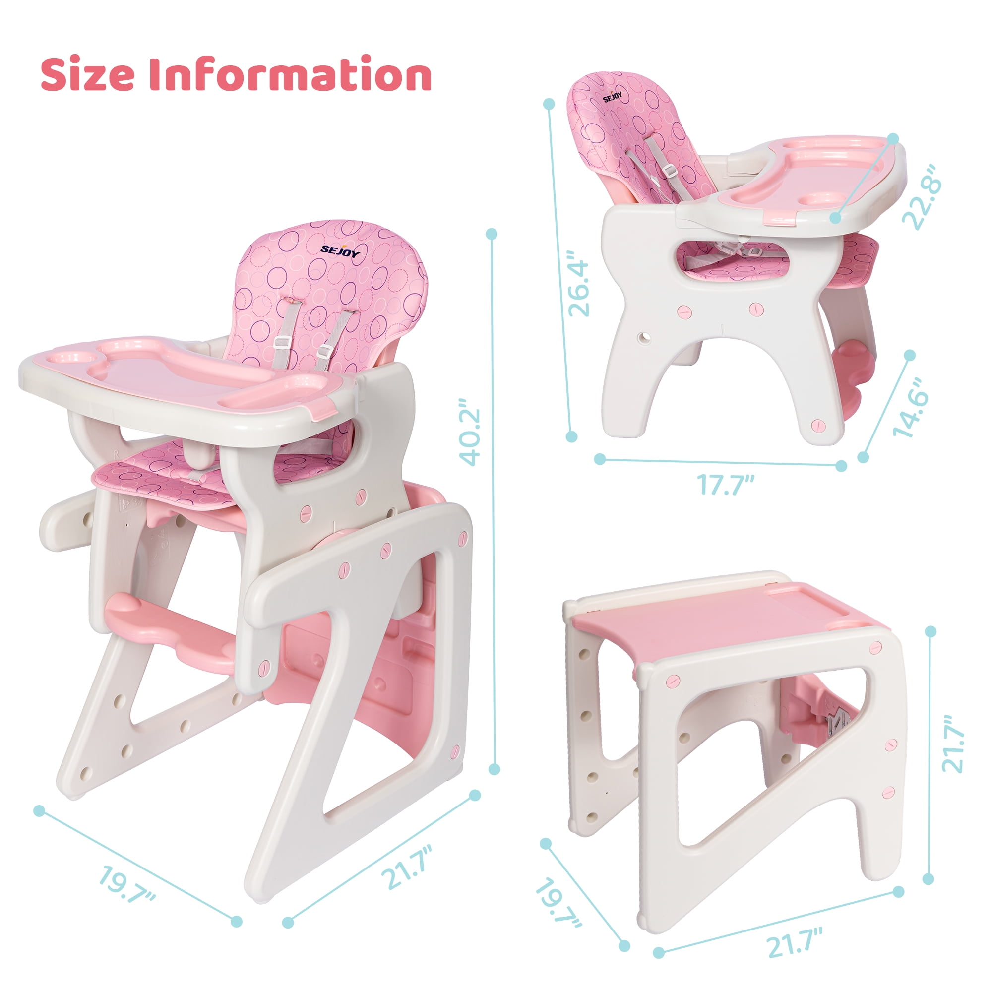 Sejoy 3-in-1 Convertible Baby High Chair & Table