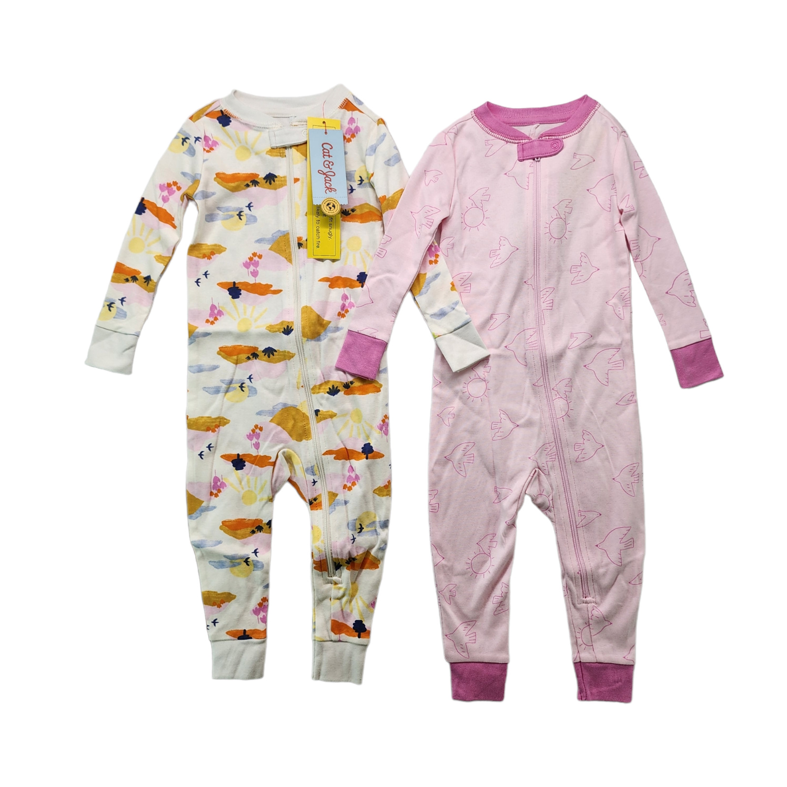 Pink Floral Baby Toddler Footless Pajamas - 2 Pack