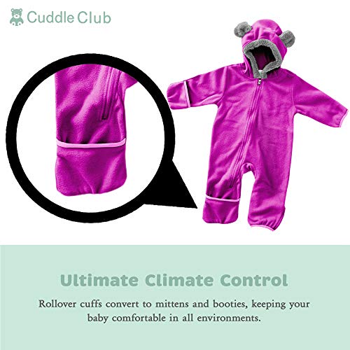 Purple Bear Fleece Baby Romper - 6-12 Months