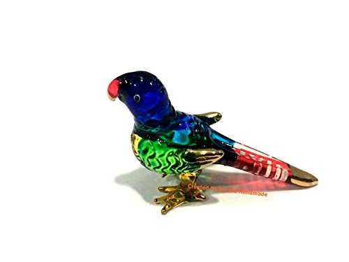 Glass Blown Parrot Figurine Collectible Ornament Miniature