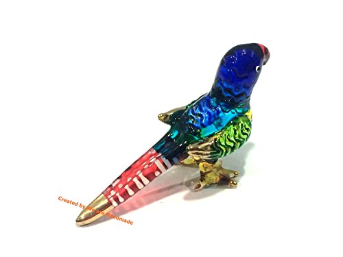 Glass Blown Parrot Figurine Collectible Ornament Miniature