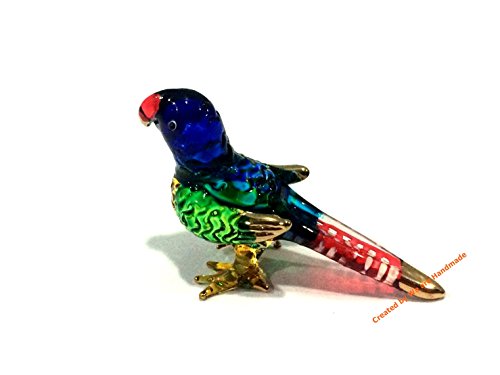 Glass Blown Parrot Figurine Collectible Ornament Miniature