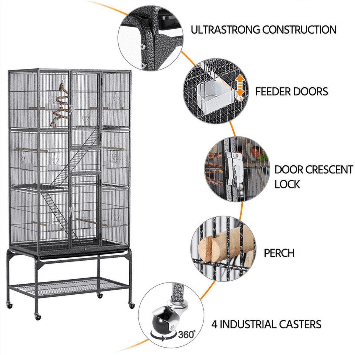 XL Metal Rolling Pet/Bird Cage + Stand