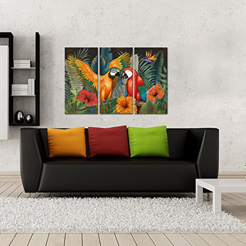 Colorful Parrot Canvas Wall Art Set