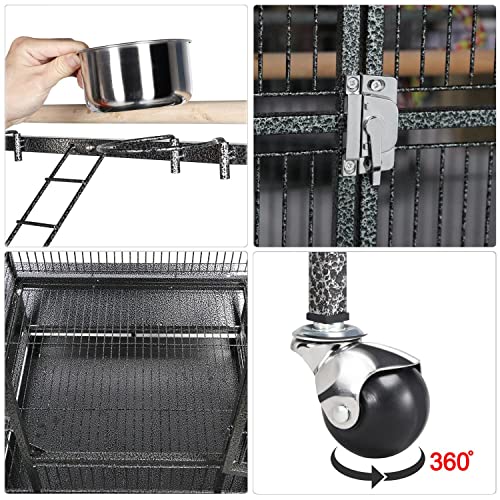 Rolling Parrot Cage - Play Top Stand Included