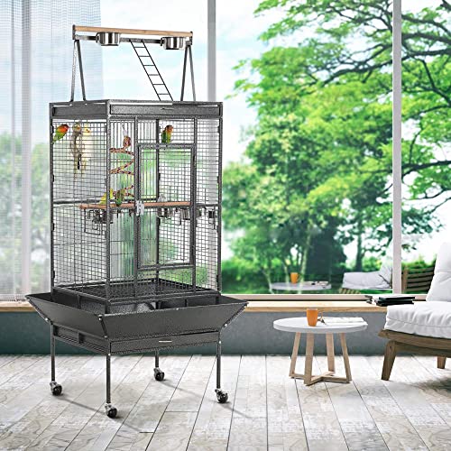 Rolling Parrot Cage - Play Top Stand Included