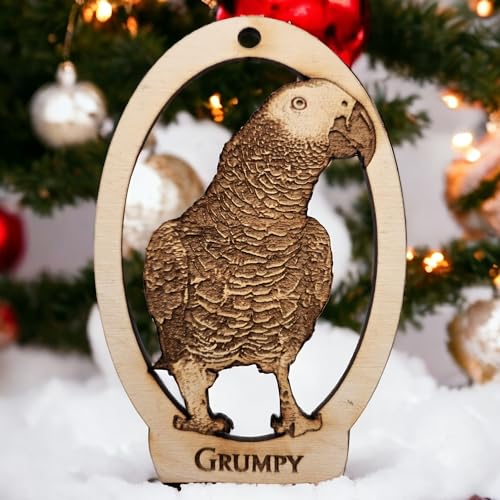 Personalized African Grey Ornament - Parrot Christmas Ornament