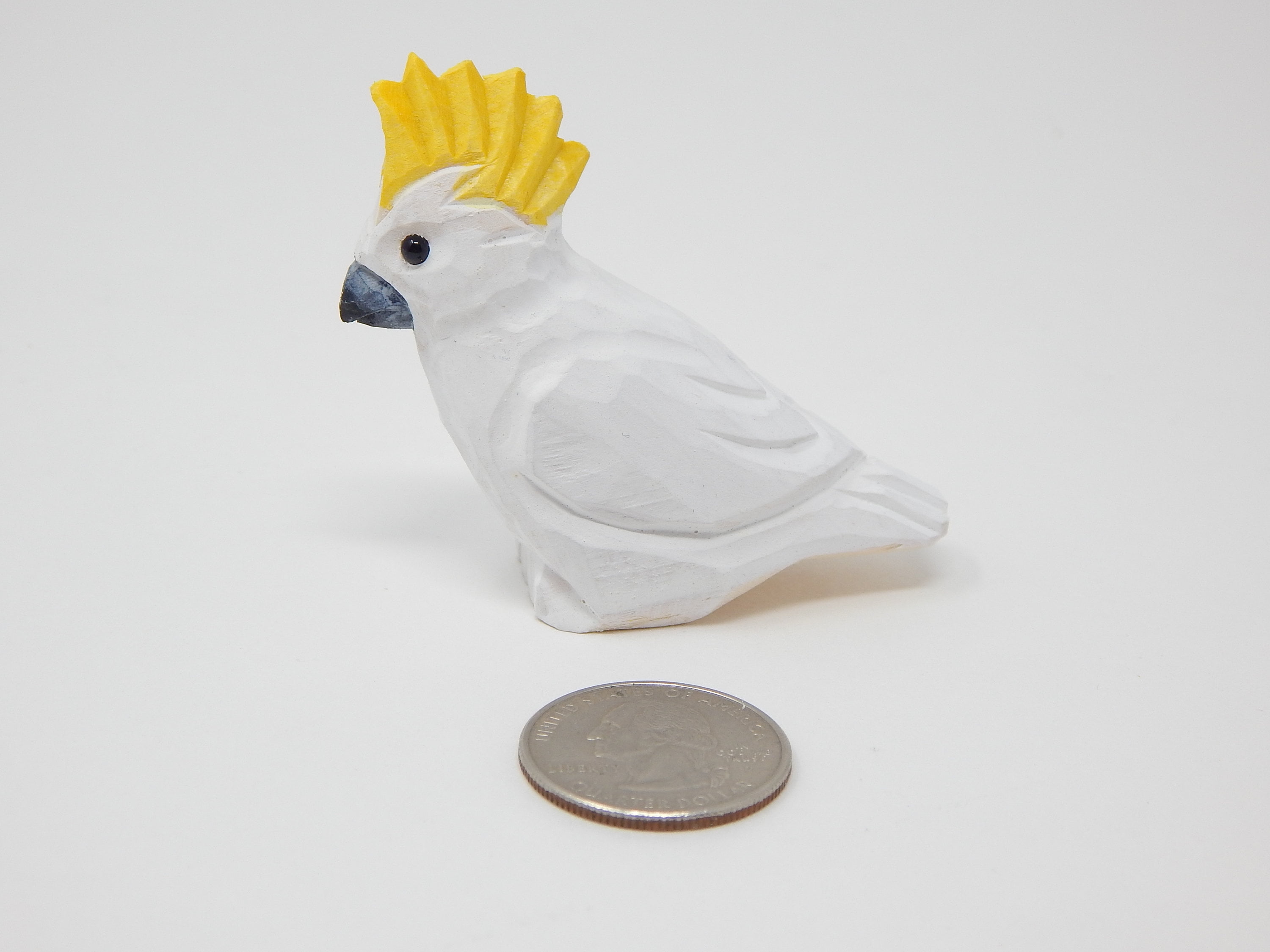 Carved Wooden Cockatoo Figurine Collectible