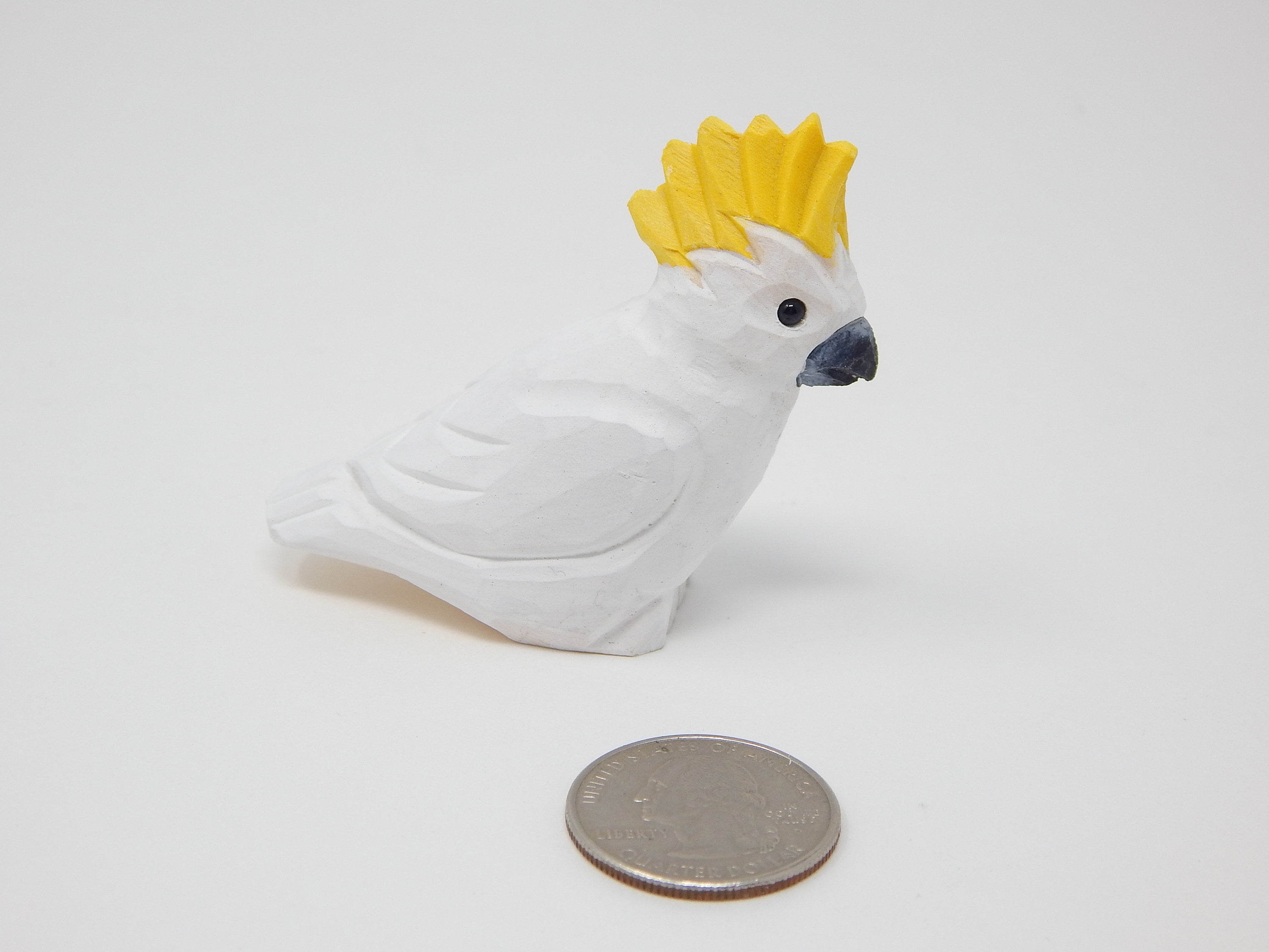 Carved Wooden Cockatoo Figurine Collectible