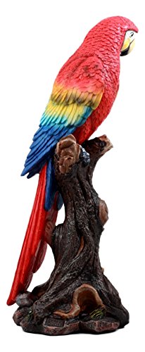Scarlet Macaw Parrot Tree Figurine: Vibrant Decor