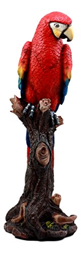 Scarlet Macaw Parrot Tree Figurine: Vibrant Decor