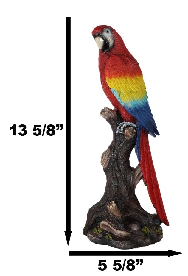 Scarlet Macaw Parrot Tree Figurine: Vibrant Decor