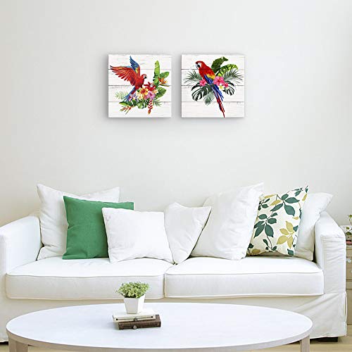 Colorful Parrot Canvas Wall Art Set