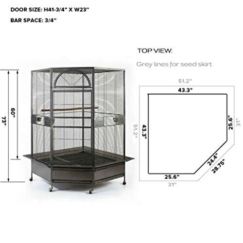 Jumbo Corner Parrot Cage Aviary (X-Large)