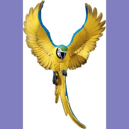 Colorful Flapping Macaw Wall Sculpture, 16 Inch
