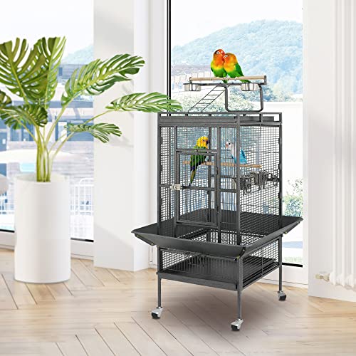 Large 61-inch Rolling Bird Cage - Black
