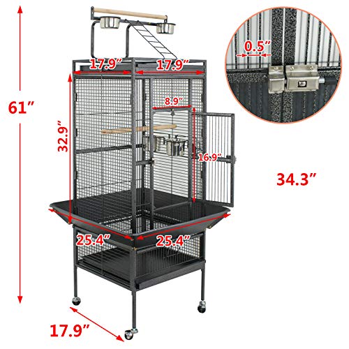 Large 61-inch Rolling Bird Cage - Black