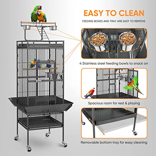 Large 61-inch Rolling Bird Cage - Black