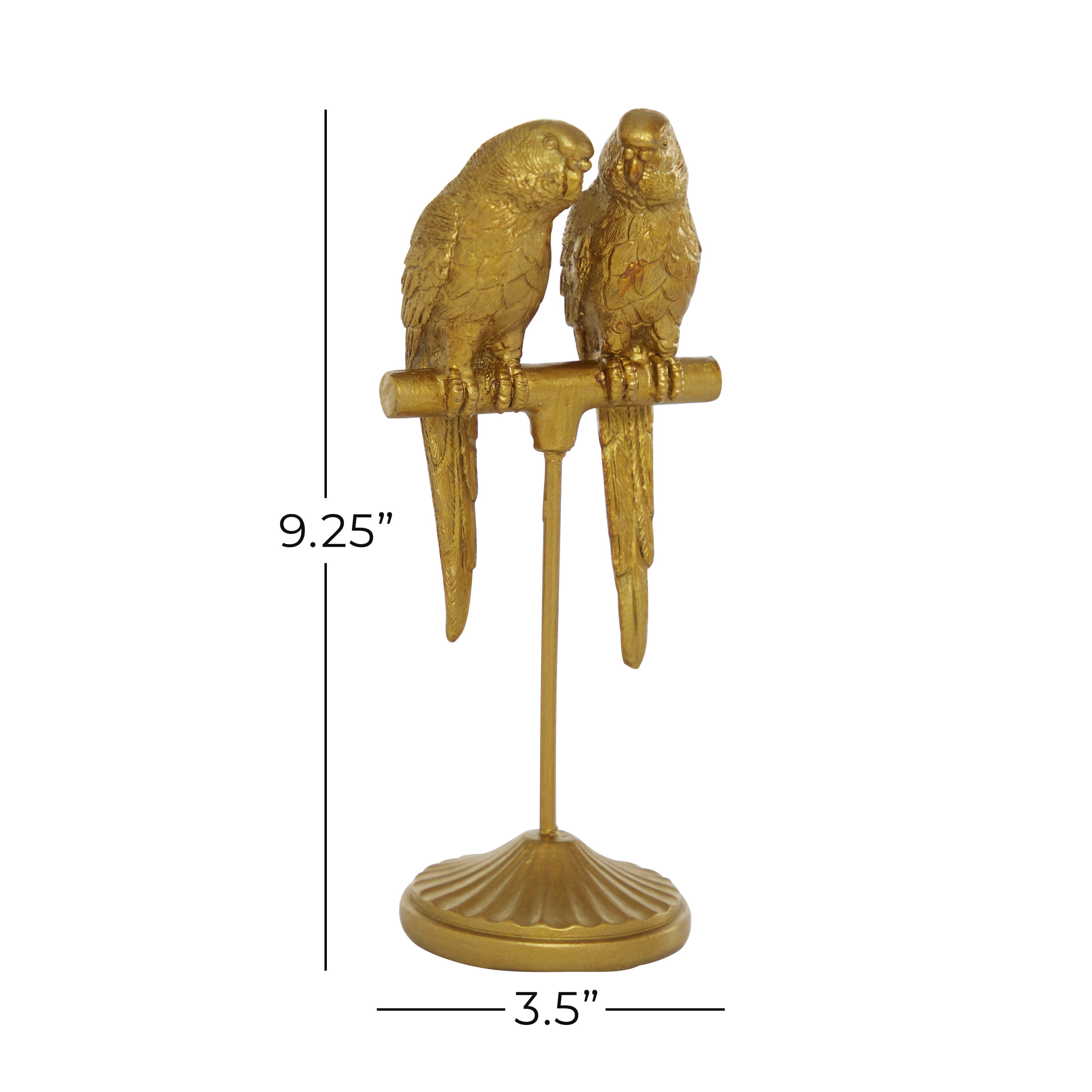 3" x 9" Gold Polystone Parrot Sculpture, by DecMode