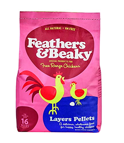 Feathers & Beaky | Layers Pellets for Chickens |Main Meal with Natural Ingredients, Enhanced Yolk Colour | Made in the UK (5kg)