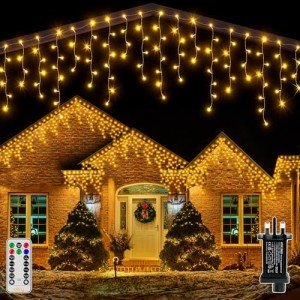 Ollny Waterproof LED Icicle Christmas Lights - Warm White