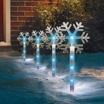 8PCS LED Blue Snowflake Pathway Lights