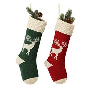 Knitted Reindeer Christmas Stockings for Holiday Decor