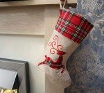 Reindeer Print Burlap Christmas Stocking