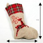 Reindeer Print Burlap Christmas Stocking