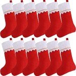 12-Pack Red & White Felt Christmas Stockings