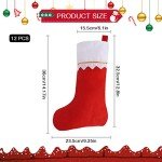 12-Pack Red & White Felt Christmas Stockings