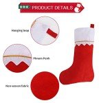 12-Pack Red & White Felt Christmas Stockings