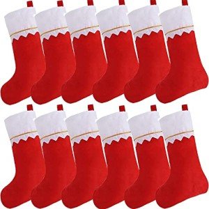 12-Pack Red & White Felt Christmas Stockings