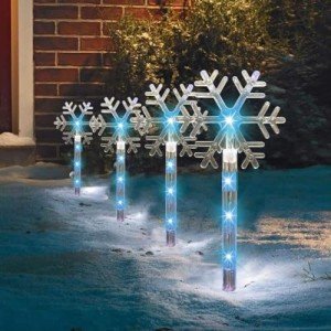 8PCS LED Blue Snowflake Pathway Lights