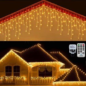 20M Warm White Icicle Curtain Fairy Lights